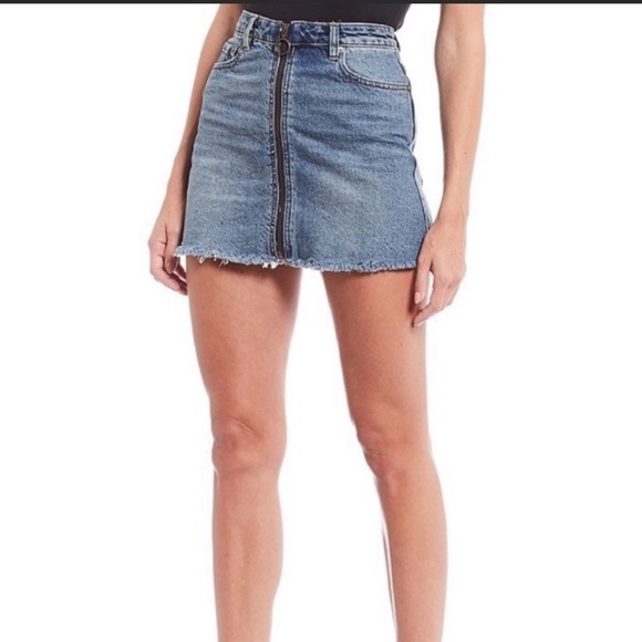 Free People Zip it Up Jean Mini Skirt
